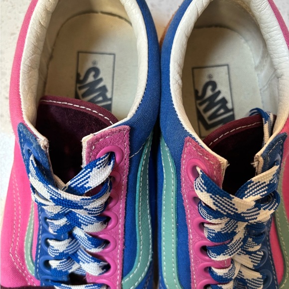 Vans Women's Old Skool Frayed Laces Port Royale Colorblock Suede Skate Sneakers - Picture 3 of 7